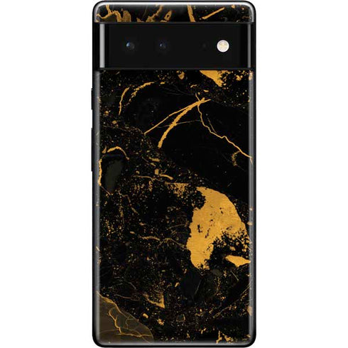 Black and Gold Scattered Marble Google Pixel 6 Skin